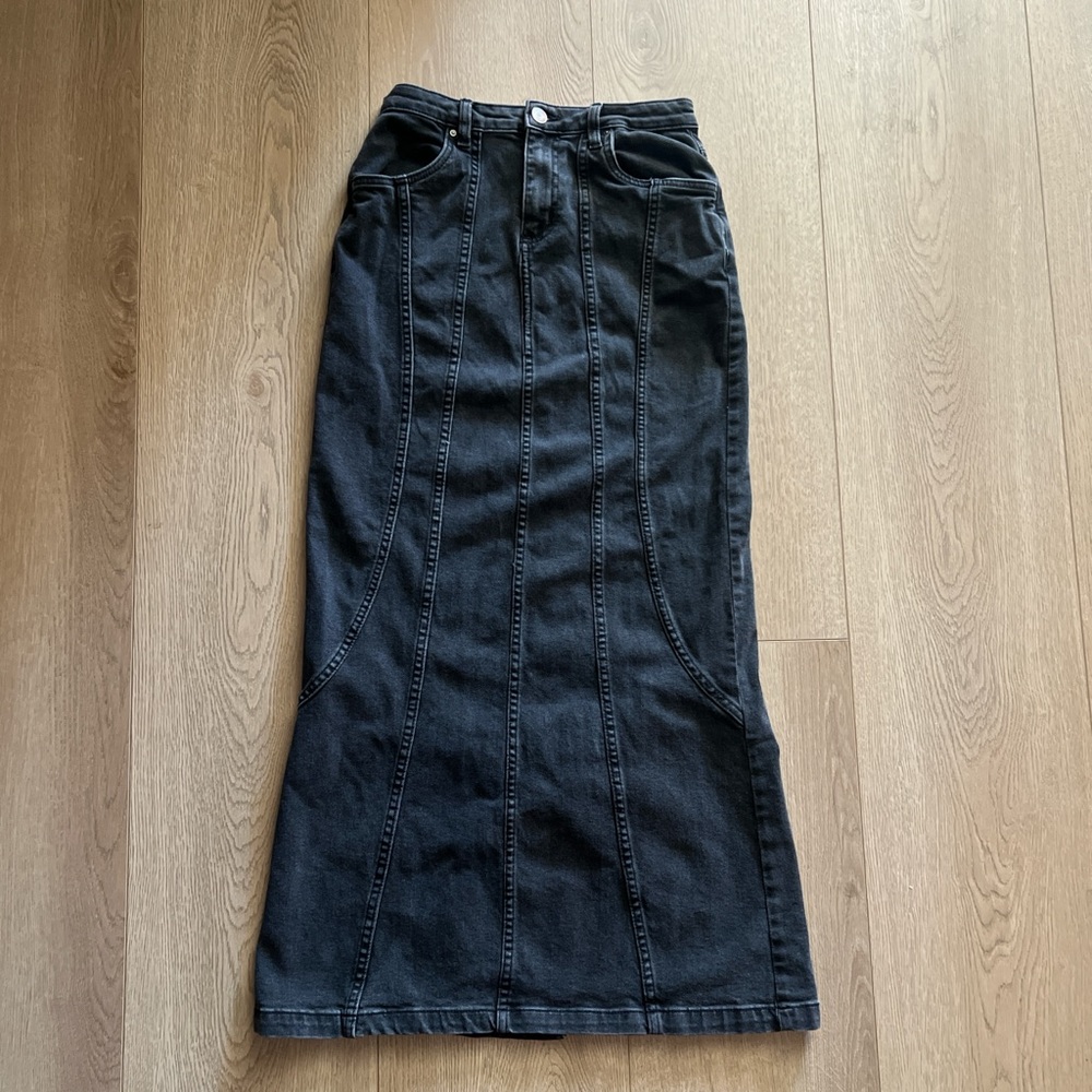 Black Denim Maxi Skirt